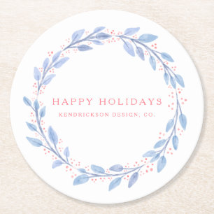 prettige feestdagen Ronde zakelijke Waterverf Ronde Kartonnen Onderzetter