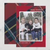 Prettige feestdagen Rood en Blauw Plaid Kerstmis F Feestdagenkaart (Voorkant / Achterkant)