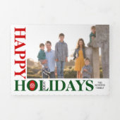 Prettige feestdagen Rood en groen Drieluik Wenskaart (Cover)