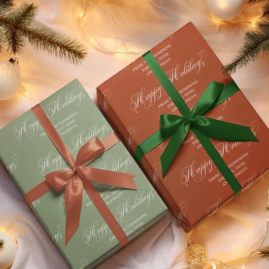 Prettige feestdagen Rood en groen Inpakpapier Vel