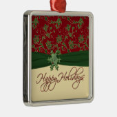 prettige feestdagen Rood en groen Premium Metalen Ornament (Rechts)