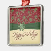 prettige feestdagen Rood en groen Premium Metalen Ornament (Links)