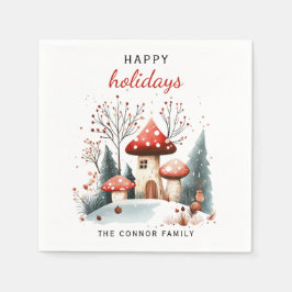 Prettige feestdagen Rood en groen winterbos Servet