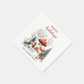 Prettige feestdagen Rood en groen winterbos Servet (Hoek)