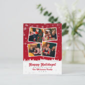 prettige feestdagen! Rood en wit, modern Snowy Ker Feestdagenkaart (Staand voorkant)