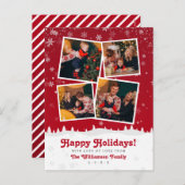 prettige feestdagen! Rood en wit, modern Snowy Ker Feestdagenkaart (Voorkant / Achterkant)