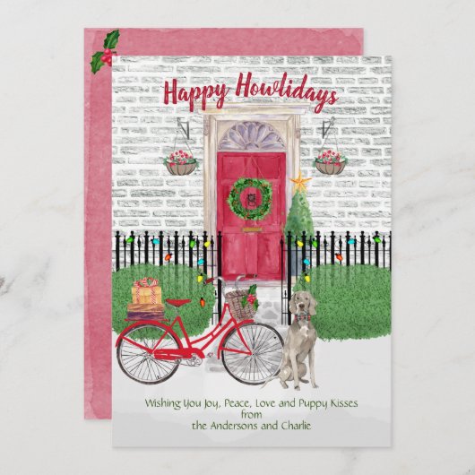 prettige feestdagen Rood fietspad voor Weimaraner (Voorkant / Achterkant)
