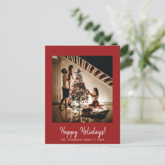 Prettige feestdagen Rood Foto Briefkaart (Staand voorkant)
