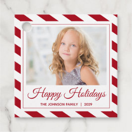 prettige feestdagen |Rood| Gepersonaliseerd fotoca Bedankjes Labels