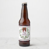 Prettige feestdagen Rood geroosterd etiket op bier (Voorkant)