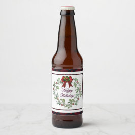 Prettige feestdagen Rood geroosterd etiket op bier