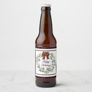 Prettige feestdagen Rood geroosterd etiket op bier