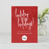 Prettige feestdagen Rood Glitter Modern Minimal Bu Feestdagenkaart (Staand voorkant)