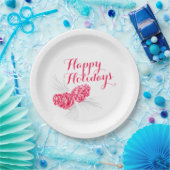 Prettige feestdagen Rood grijs kegels papier bord (Feest)