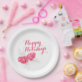 Prettige feestdagen Rood grijs kegels papier bord (Feest)