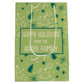 Prettige feestdagen Rood groen en blauw genoom Medium Cadeauzakje (Achterkant)