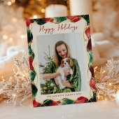 Prettige feestdagen Rood Groen Goud Geplakt Patroo Feestdagenkaart