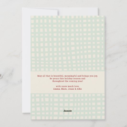 Prettige feestdagen Rood Groen Goud Geplakt Patroo Feestdagenkaart (Achterkant)