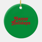 "Prettige feestdagen" Rood groen Keramisch Ornament (Achterkant)