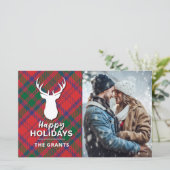 Prettige feestdagen Rood Groen Plaid Foto Tartan (Staand voorkant)