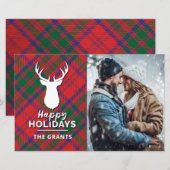 Prettige feestdagen Rood Groen Plaid Foto Tartan (Voorkant / Achterkant)
