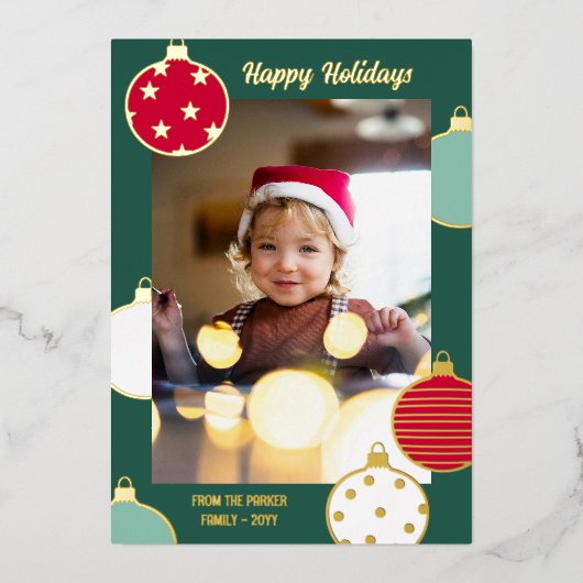 Prettige feestdagen Rood Groen Wit Kerstballen (Voorkant)