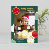 Prettige feestdagen Rood Groen Wit Kerstballen (Staand Voorkant)