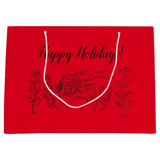 prettige feestdagen! Rood Groot Cadeauzakje (Voorkant)
