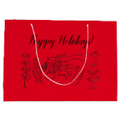 prettige feestdagen! Rood Groot Cadeauzakje (Achterkant)