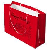prettige feestdagen! Rood Groot Cadeauzakje (Achterkant Gekanteld)