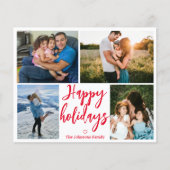 prettige feestdagen rood handschrift 4 foto's coll flyer (Voorkant)