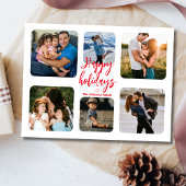 prettige feestdagen rood handschrift 6 foto's coll briefkaart