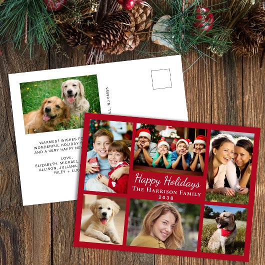 prettige feestdagen Rood kerstfeest met fotocollag