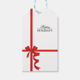 Prettige feestdagen Rood lint Gift Labels Cadeaulabel