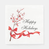 Prettige feestdagen Rood lint | Kerstmis Servet (Voorkant)