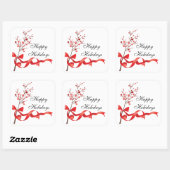 Prettige feestdagen Rood lint | Kerstmis Vierkante Sticker (Vel)