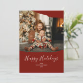 Prettige feestdagen Rood minimalistisch 2 foto Feestdagenkaart (Staand voorkant)