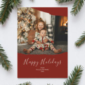 Prettige feestdagen Rood minimalistisch 2 foto Feestdagenkaart