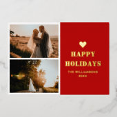 Prettige feestdagen Rood minimalistisch 2 foto ker (Voorkant)