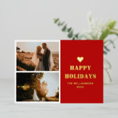 Prettige feestdagen Rood minimalistisch 2 foto ker (Staand Voorkant)