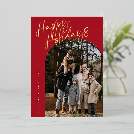 Prettige feestdagen Rood Modern Script (Staand Voorkant)