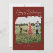 Prettige feestdagen Rood Modern Script Minimalisti Feestdagenkaart (Voorkant)