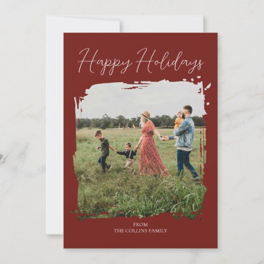 Prettige feestdagen Rood Modern Script Minimalisti Feestdagenkaart (Voorkant)