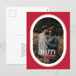 Prettige feestdagen Rood Ovaal Lijst Foto Briefkaa