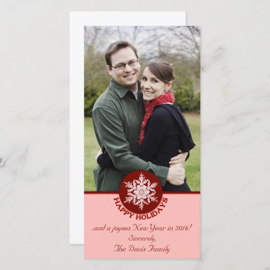prettige feestdagen rood papier Snowflake 4x8 Feestdagenkaart (Voorkant / Achterkant)