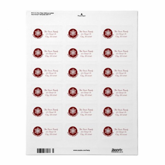 prettige feestdagen rood papier Snowflake Etiket (Full Sheet)