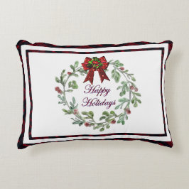 Prettige feestdagen Rood Plaid Accent Kussen