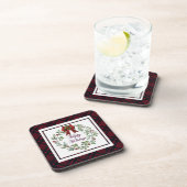 Prettige feestdagen Rood Plaid Bier Onderzetter (Rechterzijde)