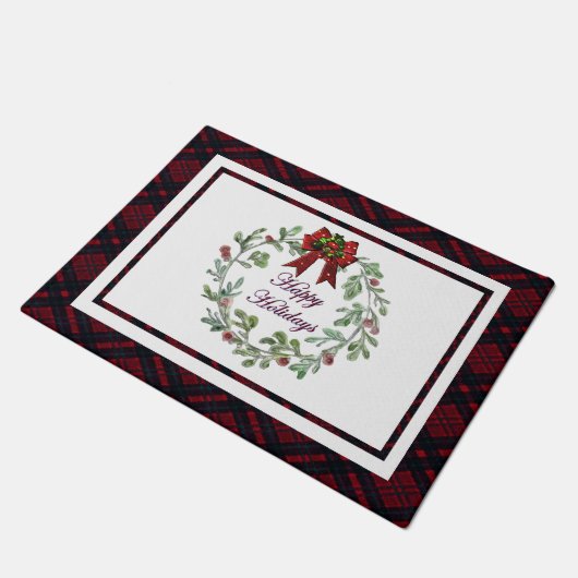 Prettige feestdagen Rood Plaid Deurmat (Schuin)