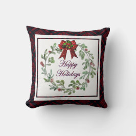 Prettige feestdagen Rood Plaid Kussen